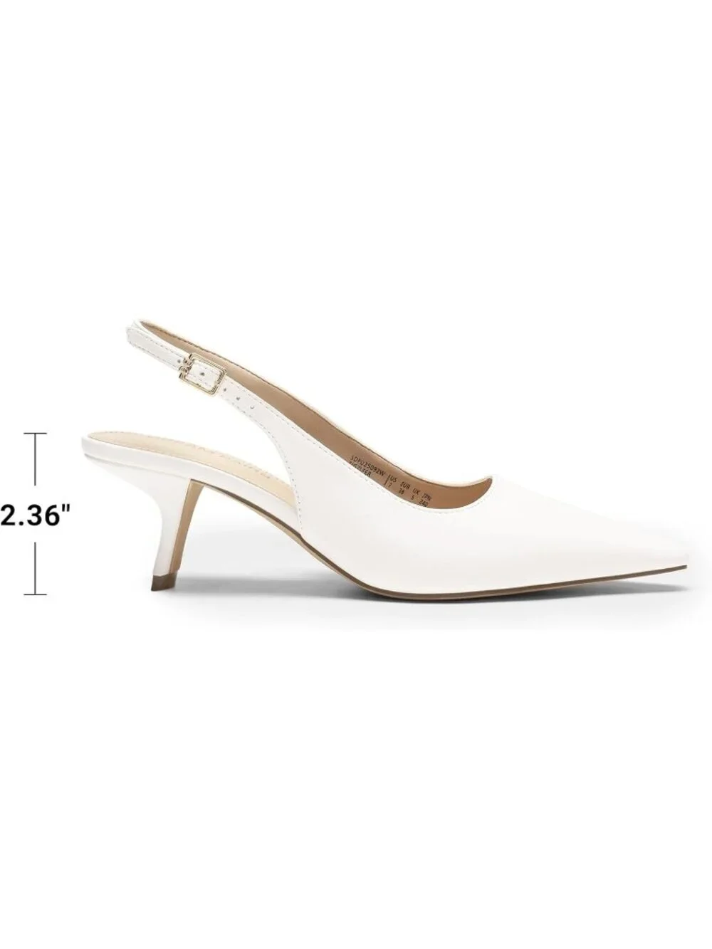 Women's White Slingback Kitten Heels Pointed Toe Pumps Comfortable Shoes